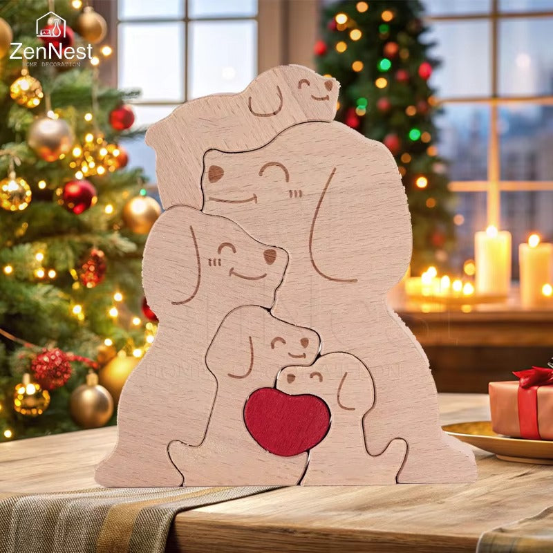 Art Wooden Dog Puzzle Personalized Name Custom Free Laser Engraving Home Gifts