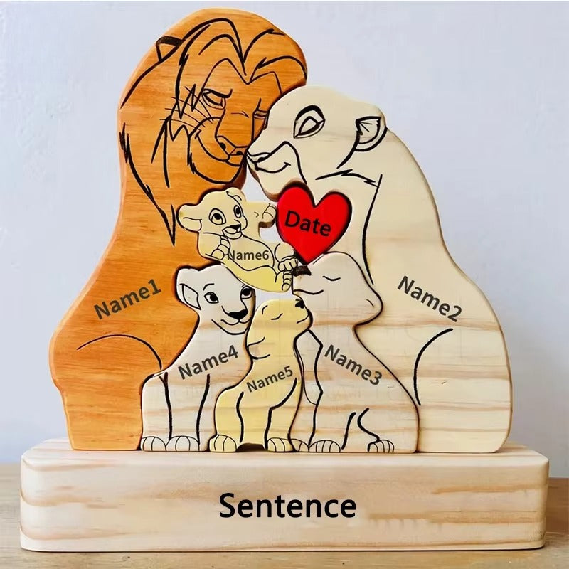 Art Wooden Family Puzzle Personalized Name Puzzle Wooden Lion Puzzle