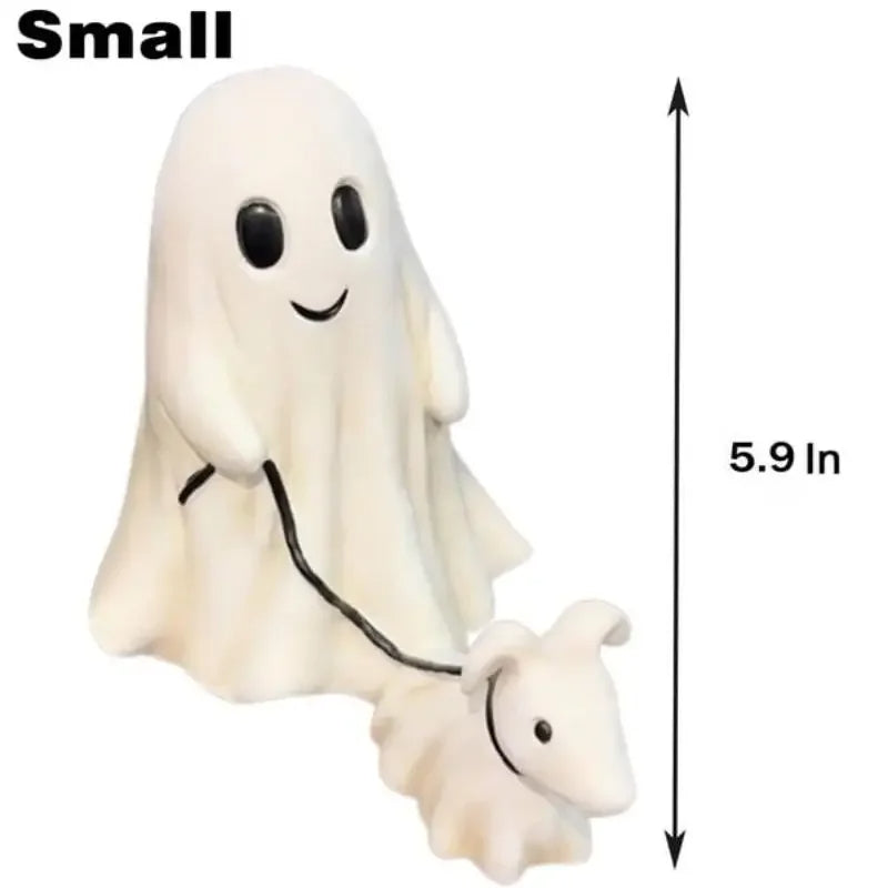 Ghost Walking Dog Statue Cute Halloween Dog Statue