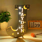 Custom 26 Letters Name Wall Decor LED Night Light Personalized With Stars Wooden Lamp