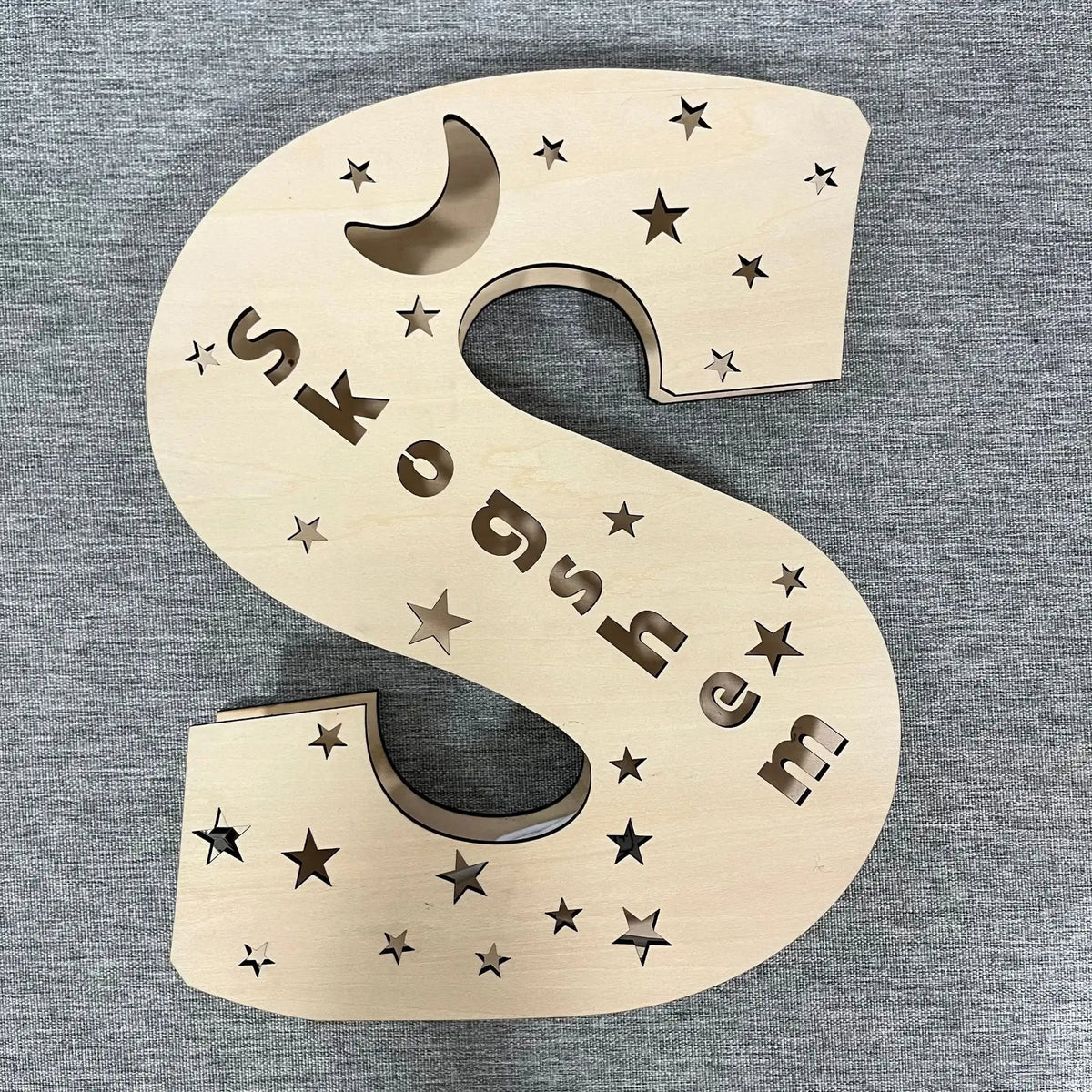 Custom 26 Letters Name Wall Decor LED Night Light Personalized With Stars Wooden Lamp