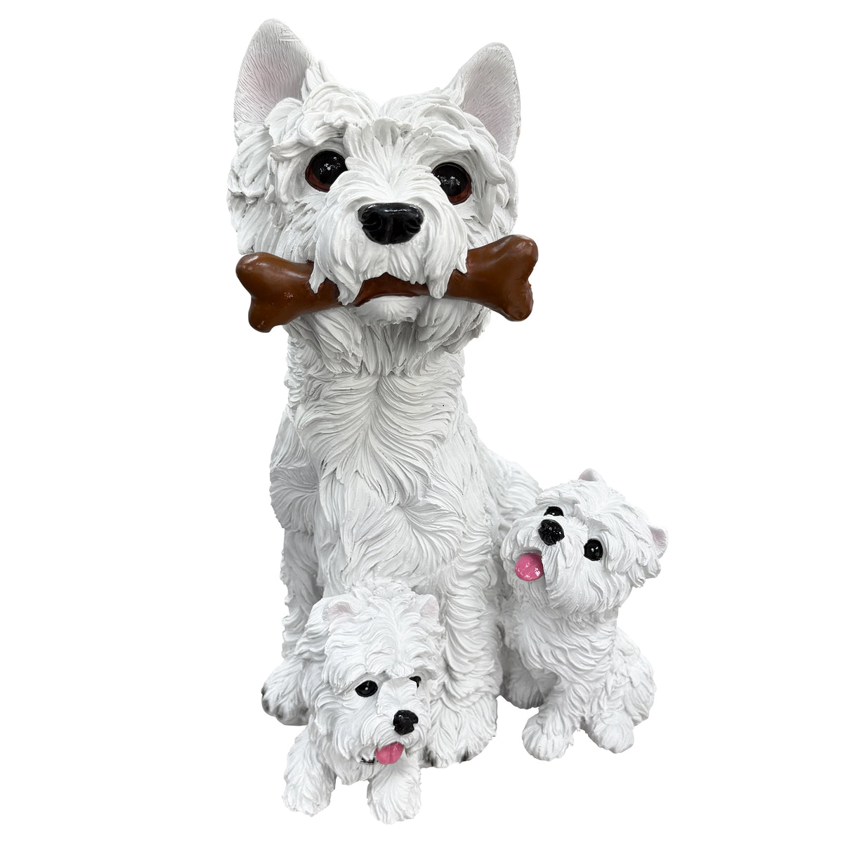 West Highland White Terrier Family Garden Statue Westie Dog Yard Decor Gift