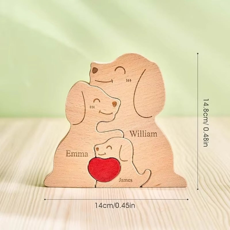 Art Wooden Dog Puzzle Personalized Name Custom Free Laser Engraving Home Gifts