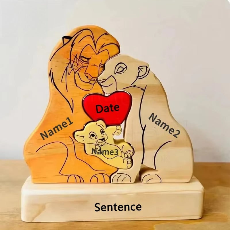 Art Wooden Family Puzzle Personalized Name Puzzle Wooden Lion Puzzle
