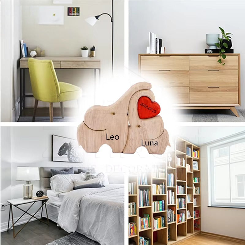 Elephant Home Custom Name Puzzle Ornament DIY Wooden Elephant Puzzle