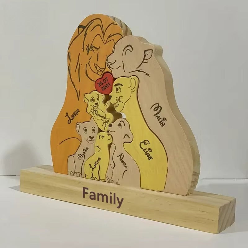 Art Wooden Family Puzzle Personalized Name Puzzle Wooden Lion Puzzle