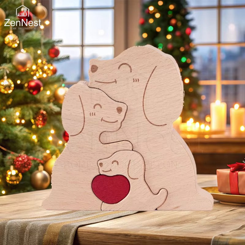 Art Wooden Dog Puzzle Personalized Name Custom Free Laser Engraving Home Gifts