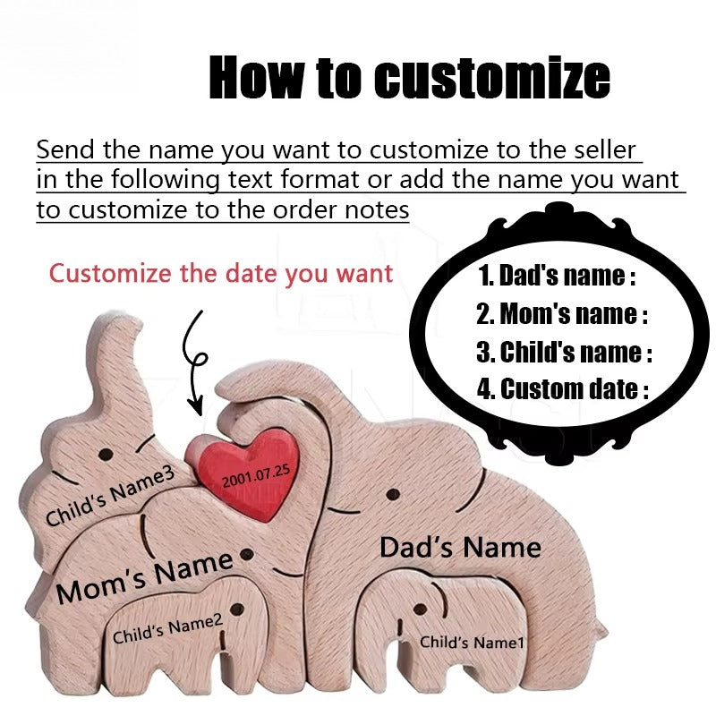 Elephant Home Custom Name Puzzle Ornament DIY Wooden Elephant Puzzle