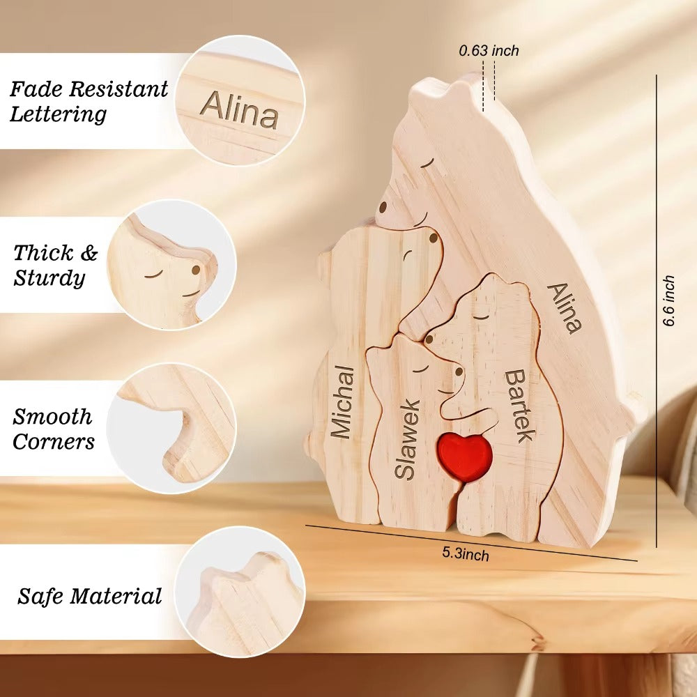 Wooden Bear Home Art Puzzle Personalized Custom Birthday Gift Art Puzzle