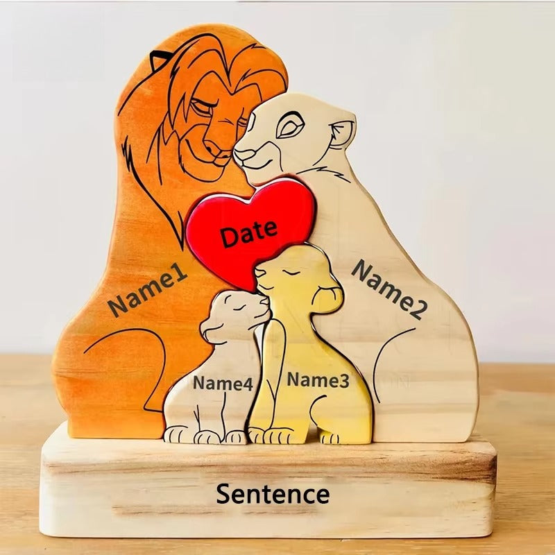 Art Wooden Family Puzzle Personalized Name Puzzle Wooden Lion Puzzle
