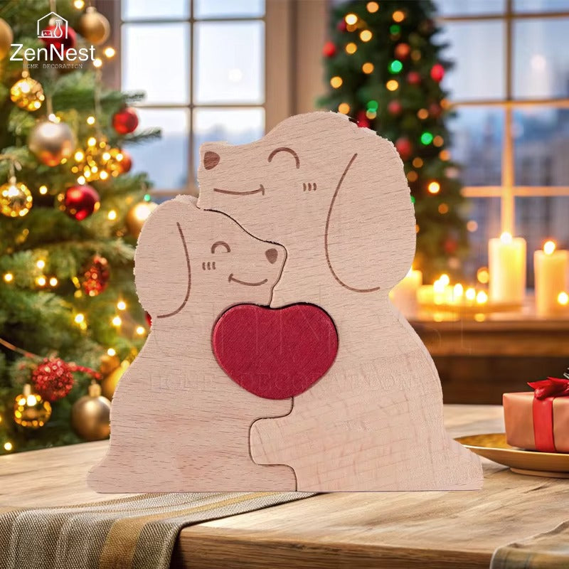 Art Wooden Dog Puzzle Personalized Name Custom Free Laser Engraving Home Gifts