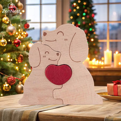 Art Wooden Dog Puzzle Personalized Name Custom Free Laser Engraving Home Gifts