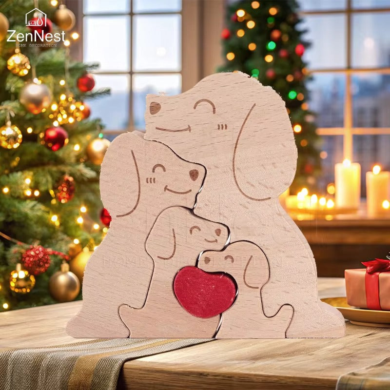 Art Wooden Dog Puzzle Personalized Name Custom Free Laser Engraving Home Gifts