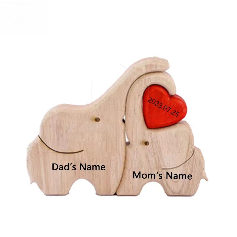 Elephant Home Custom Name Puzzle Ornament DIY Wooden Elephant Puzzle