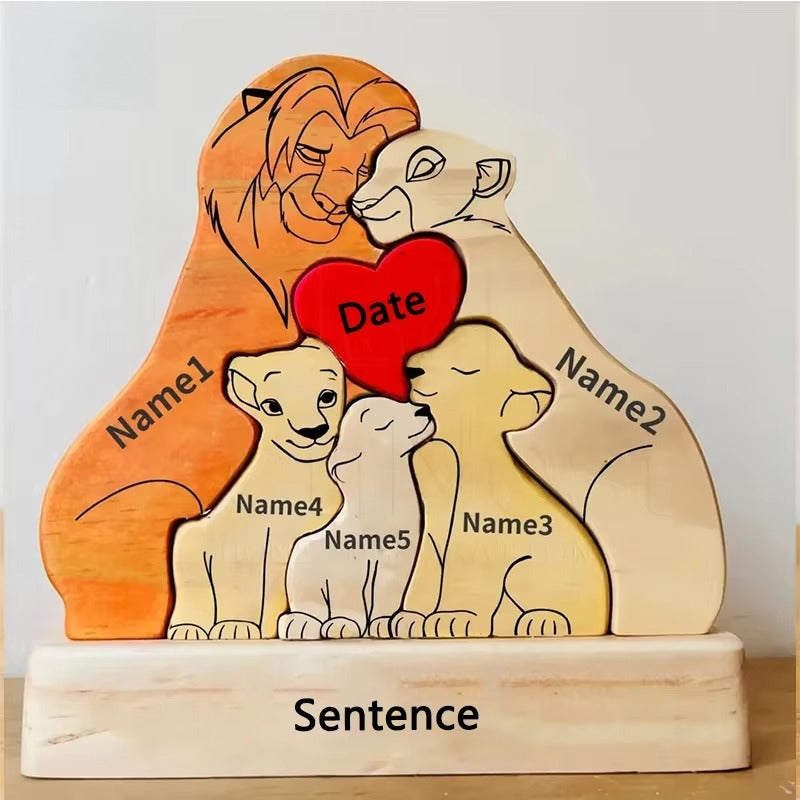 Art Wooden Family Puzzle Personalized Name Puzzle Wooden Lion Puzzle