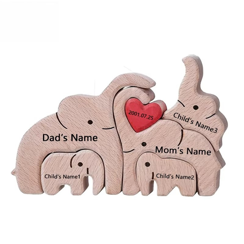 Elephant Home Custom Name Puzzle Ornament DIY Wooden Elephant Puzzle