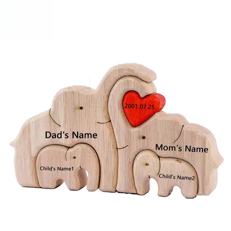 Elephant Home Custom Name Puzzle Ornament DIY Wooden Elephant Puzzle
