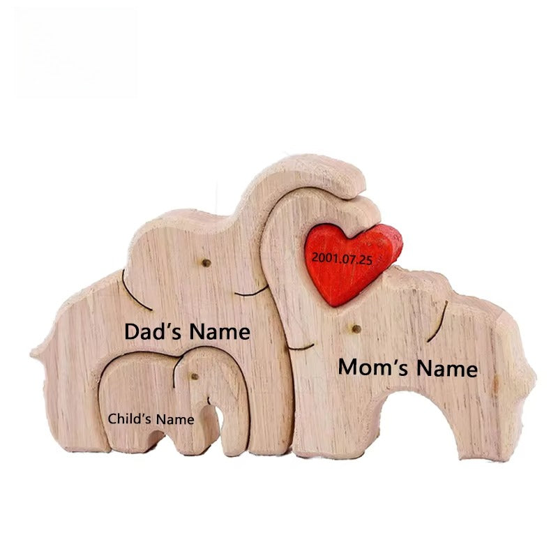 Elephant Home Custom Name Puzzle Ornament DIY Wooden Elephant Puzzle