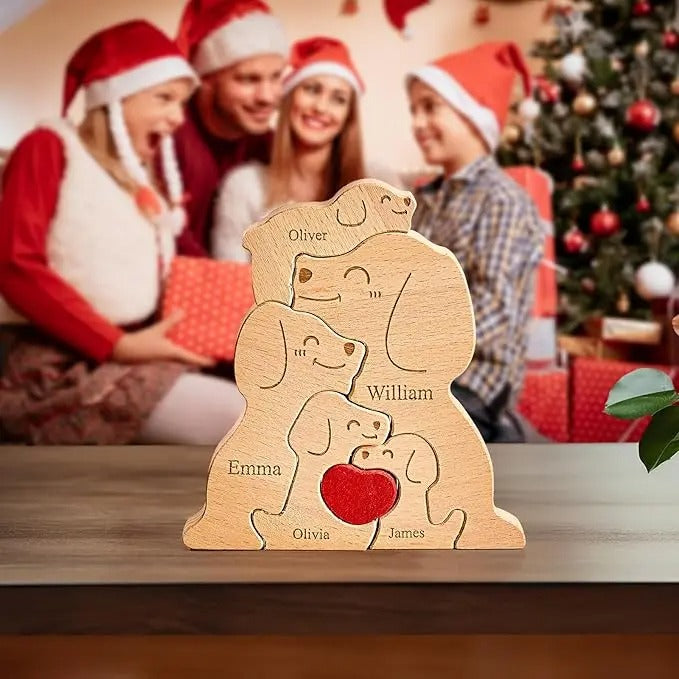 Art Wooden Dog Puzzle Personalized Name Custom Free Laser Engraving Home Gifts