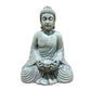 Seated Meditating Buddha Statue with Lotus Tealight Holder, Antique Stone Resin Zen Garden Decor, Meditation Indoor Outdoor Ornament