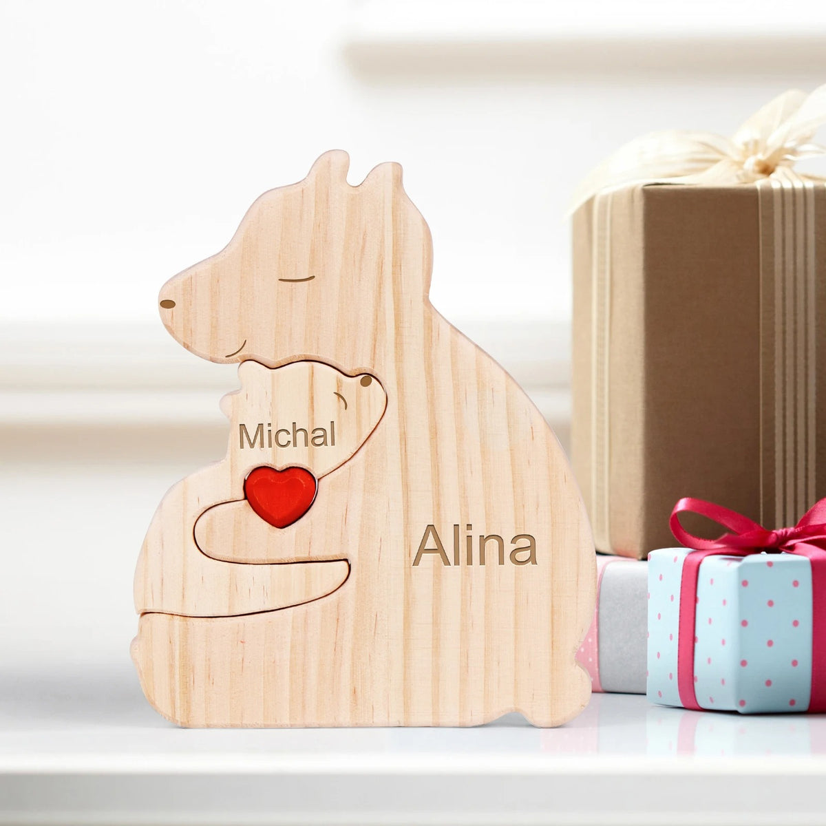 Wooden Bear Home Art Puzzle Personalized Custom Birthday Gift Art Puzzle