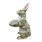 Standing Rabbit Garden Statue with Leaf Tray, Resin Bird Feeder Bird Bath, Rustic Bunny Outdoor Lawn Ornament