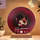 Personalized Photo Vinyl Record Style Night Light With Wooden Base