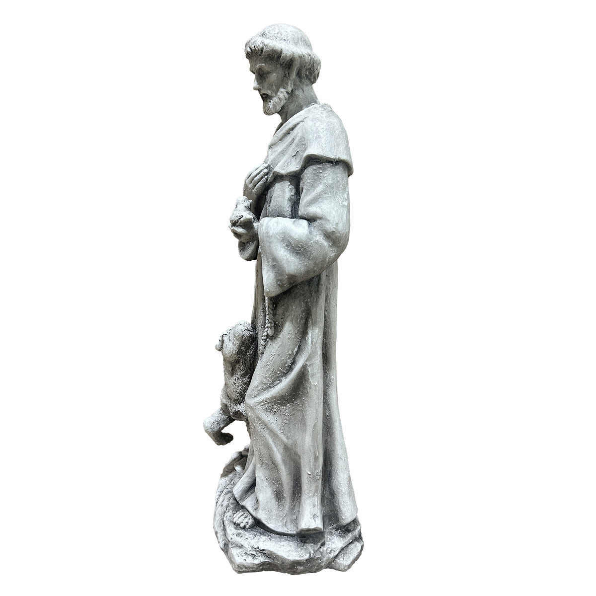 St. Francis Garden Statue with Bird and Lamb, Resin Religious Outdoor Decor