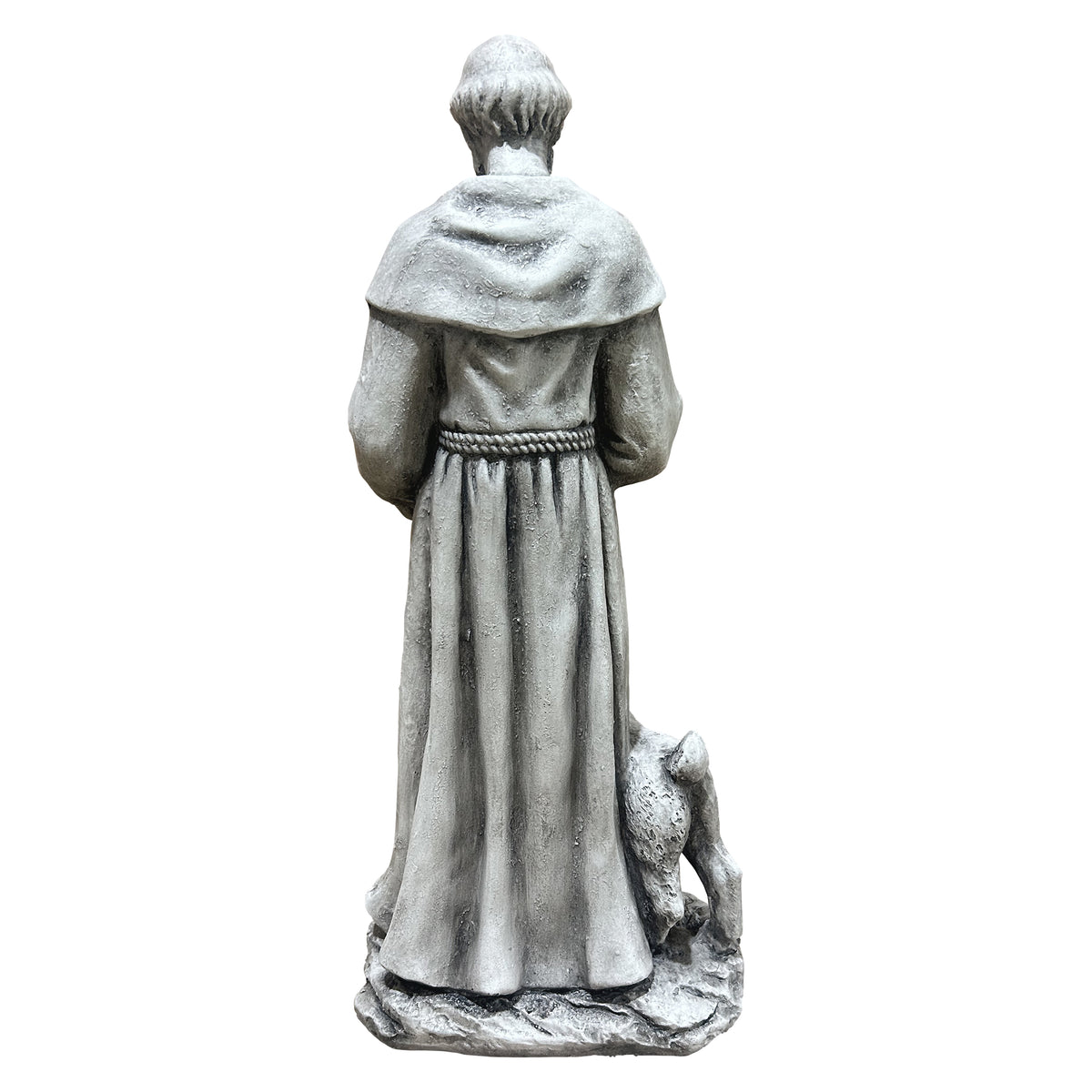 St. Francis Garden Statue with Bird and Lamb, Resin Religious Outdoor Decor