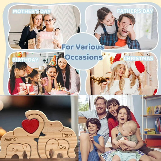Elephant Home Custom Name Puzzle Ornament DIY Wooden Elephant Puzzle