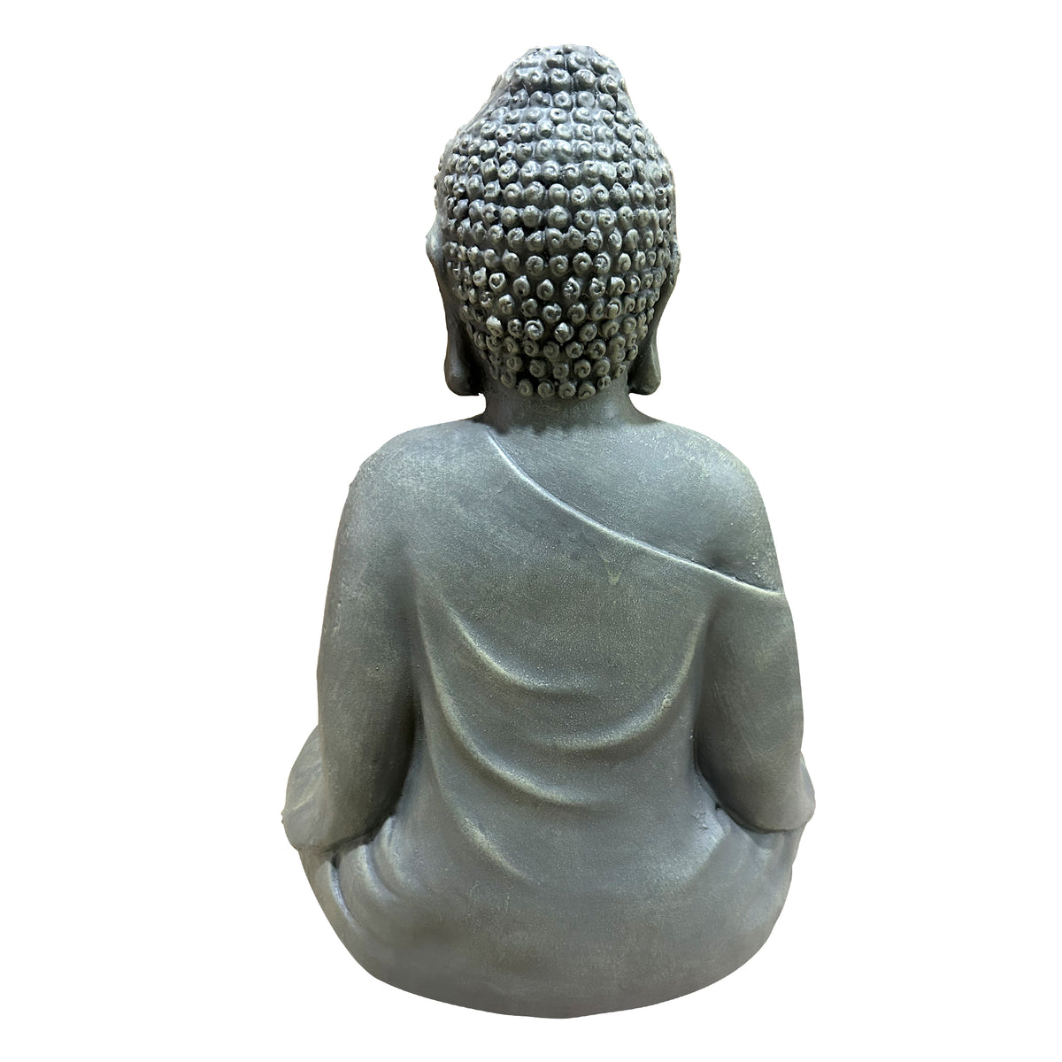 Seated Meditating Buddha Statue with Lotus Tealight Holder, Antique Stone Resin Zen Garden Decor, Meditation Indoor Outdoor Ornament