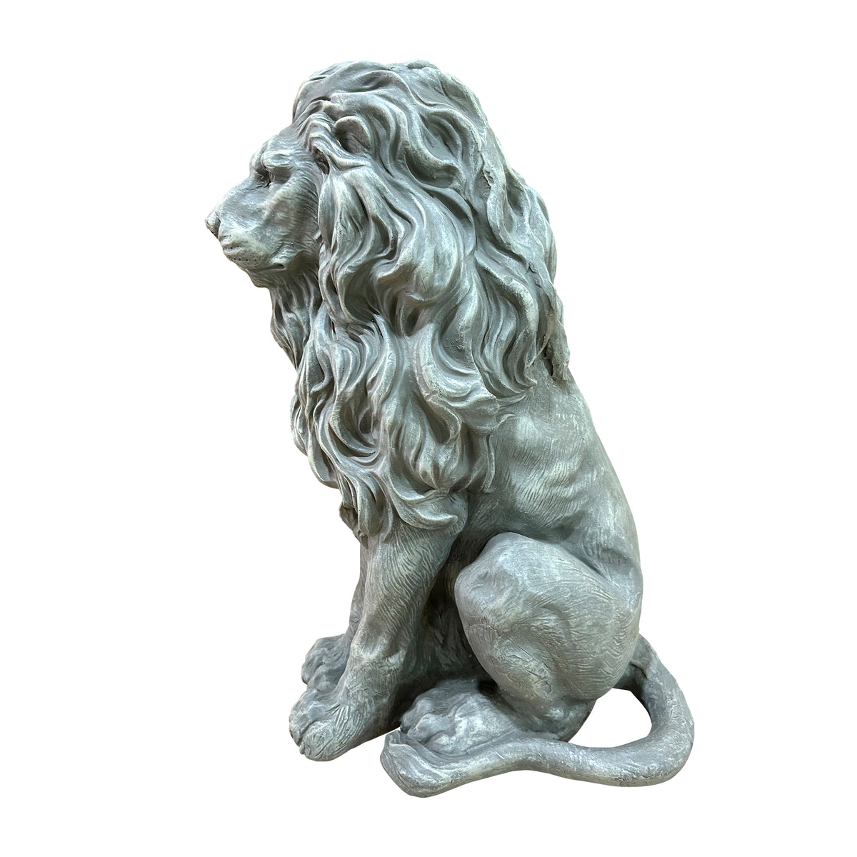 Seated Guardian Lion Garden Statues, Antique Weathered Stone Resin European Gate Ornaments, Villa Entrance Courtyard Decor