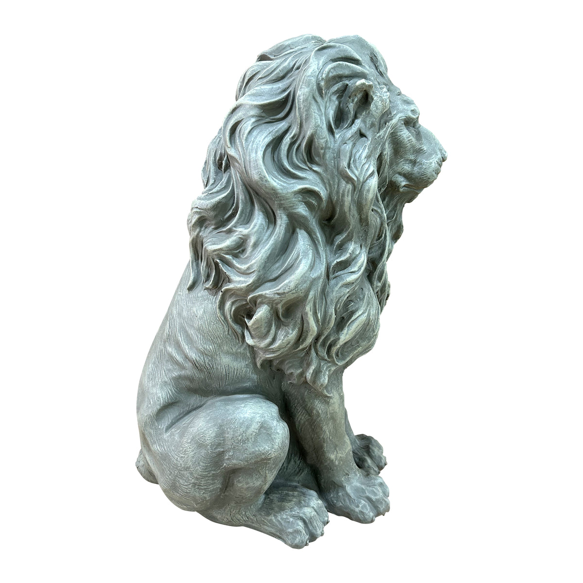 Seated Guardian Lion Garden Statues, Antique Weathered Stone Resin European Gate Ornaments, Villa Entrance Courtyard Decor
