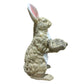 Standing Rabbit Garden Statue with Leaf Tray, Resin Bird Feeder Bird Bath, Rustic Bunny Outdoor Lawn Ornament