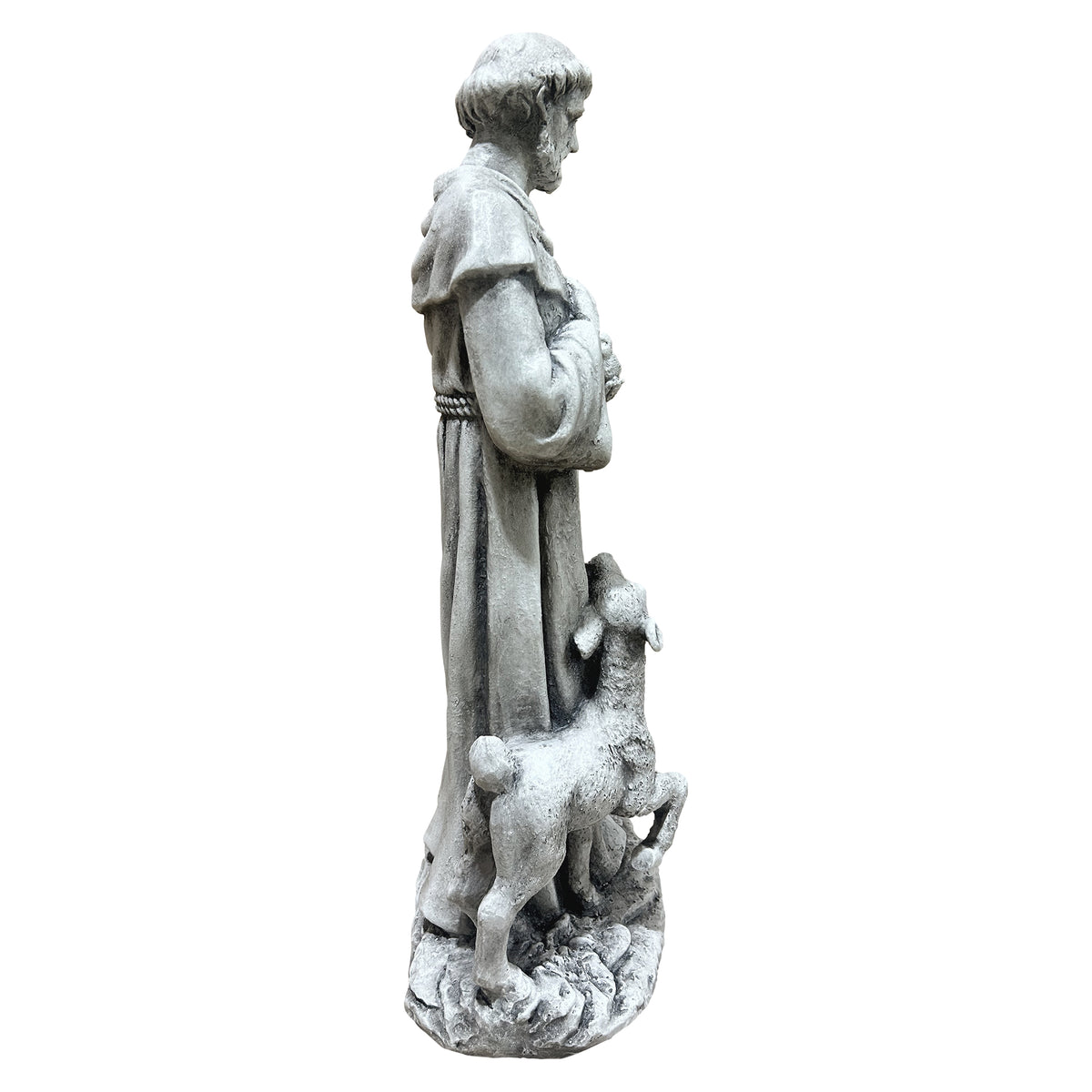 St. Francis Garden Statue with Bird and Lamb, Resin Religious Outdoor Decor