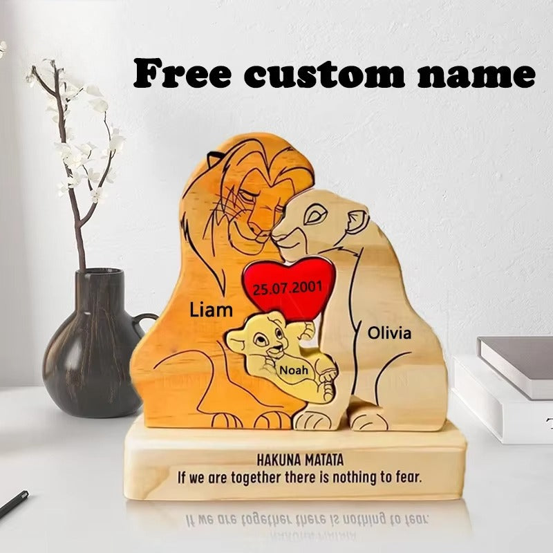 Art Wooden Family Puzzle Personalized Name Puzzle Wooden Lion Puzzle
