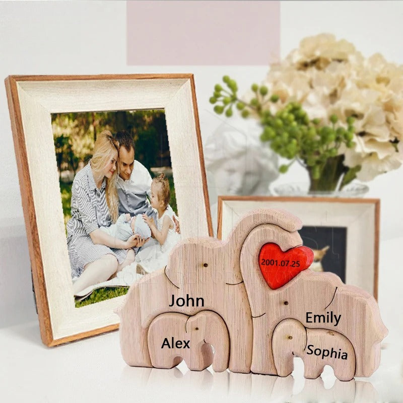 Elephant Home Custom Name Puzzle Ornament DIY Wooden Elephant Puzzle