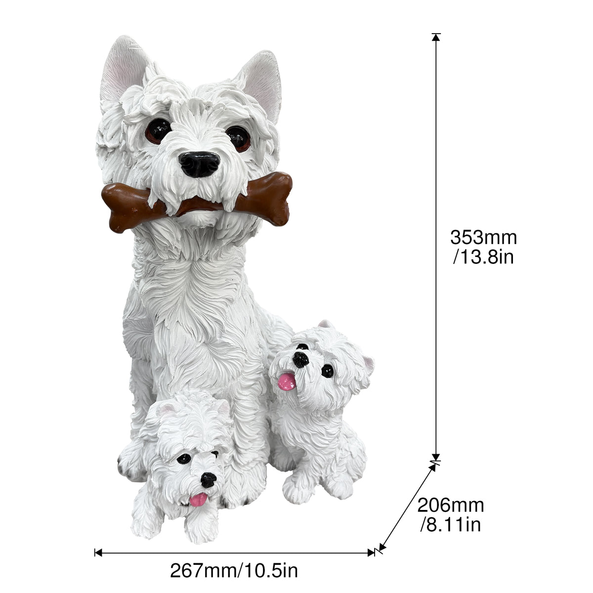 West Highland White Terrier Family Garden Statue Westie Dog Yard Decor Gift