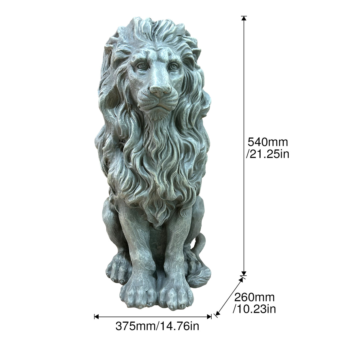 Seated Guardian Lion Garden Statues, Antique Weathered Stone Resin European Gate Ornaments, Villa Entrance Courtyard Decor
