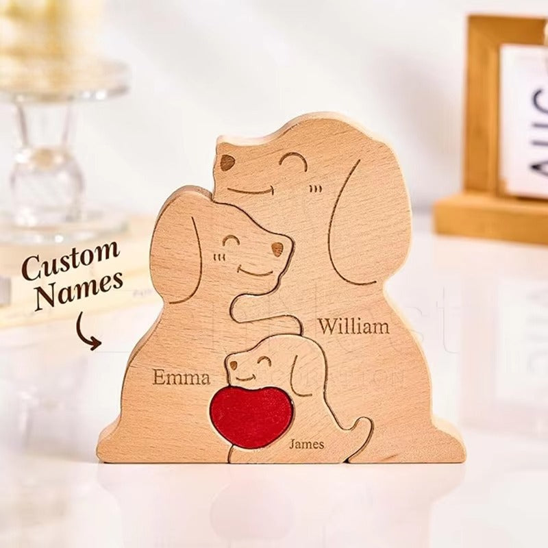 Art Wooden Dog Puzzle Personalized Name Custom Free Laser Engraving Home Gifts