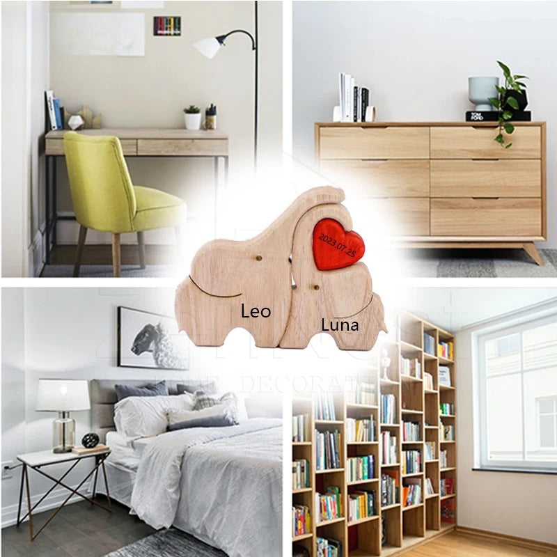 Elephant Home Custom Name Puzzle Ornament DIY Wooden Elephant Puzzle