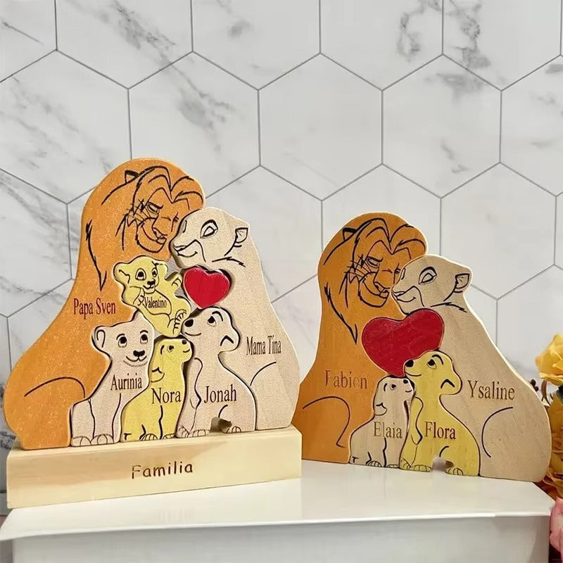 Art Wooden Family Puzzle Personalized Name Puzzle Wooden Lion Puzzle