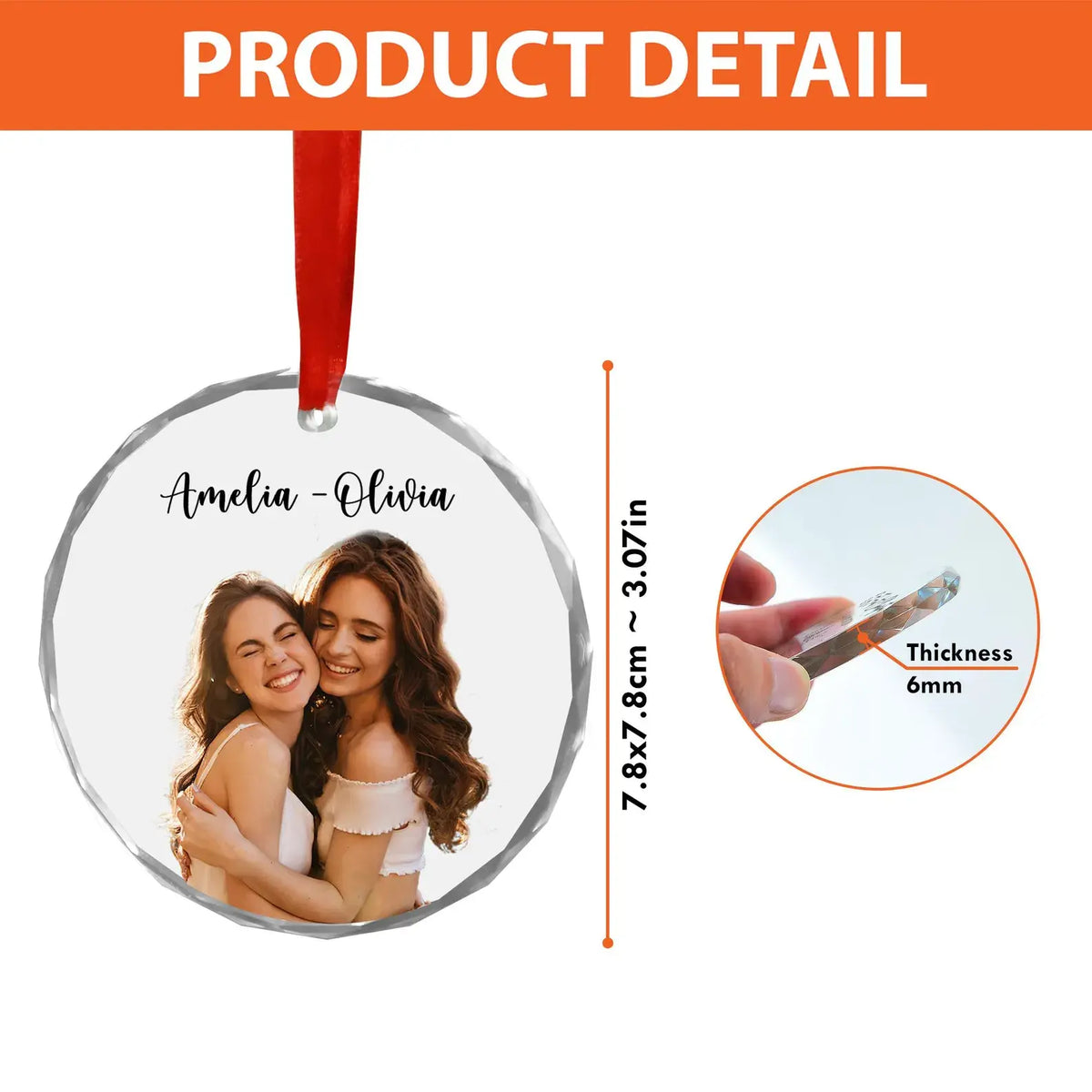 Personalized Couple Photo Hanging Ornament