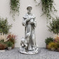 St. Francis Garden Statue with Bird and Lamb, Resin Religious Outdoor Decor