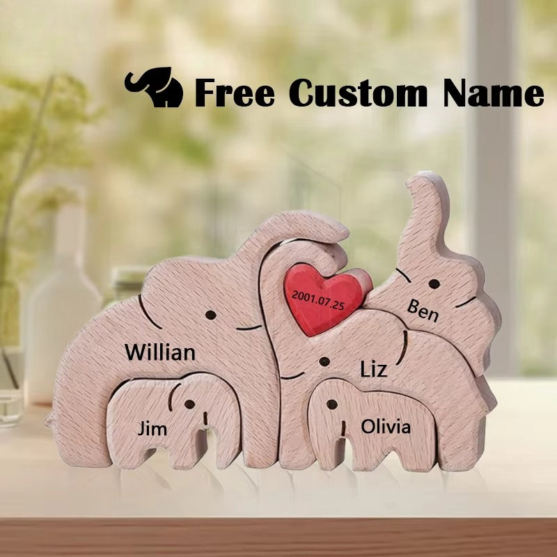 Elephant Home Custom Name Puzzle Ornament DIY Wooden Elephant Puzzle