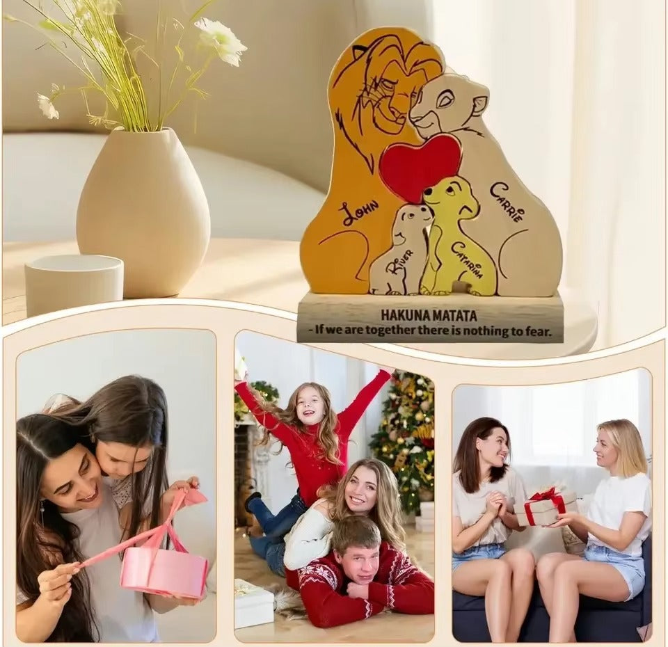 Art Wooden Family Puzzle Personalized Name Puzzle Wooden Lion Puzzle