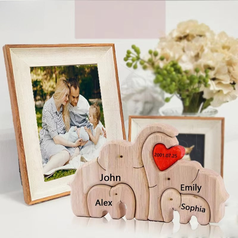 Elephant Home Custom Name Puzzle Ornament DIY Wooden Elephant Puzzle