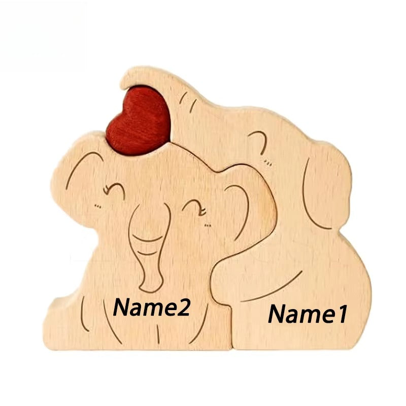 Elephant Family Wooden Art Puzzle DIY Cute Family Member Elephant Puzzle
