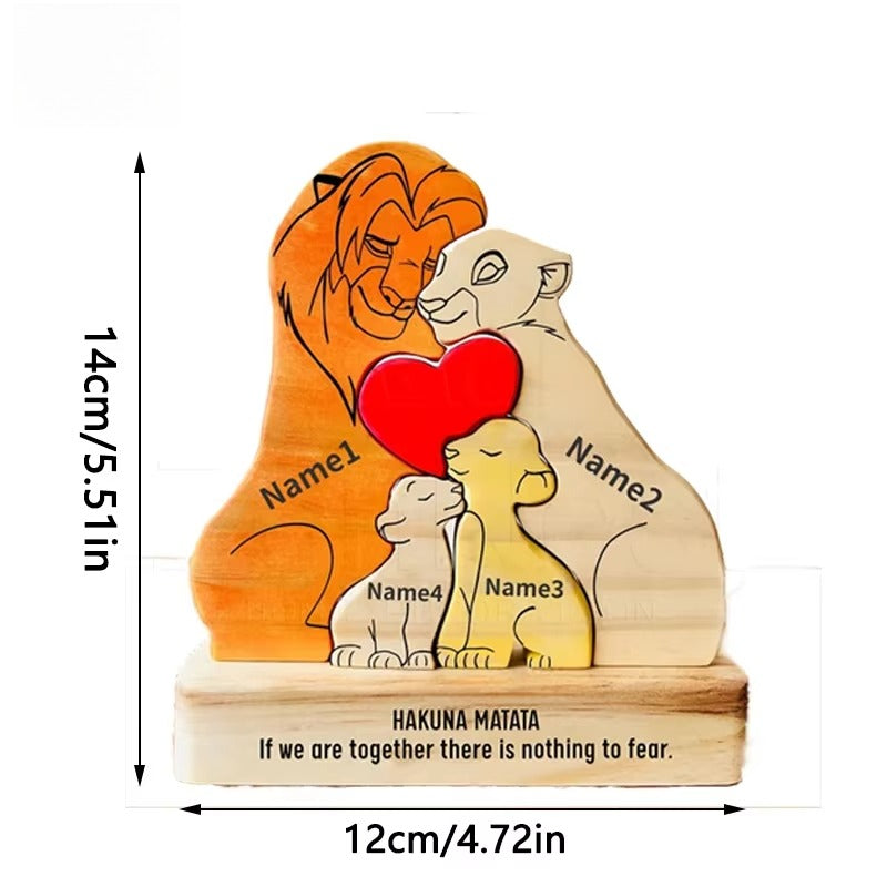 Art Wooden Family Puzzle Personalized Name Puzzle Wooden Lion Puzzle