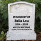 Upright Pet Headstone for Dog, Personalized Dog Memorial Stone Resin Dog Statue